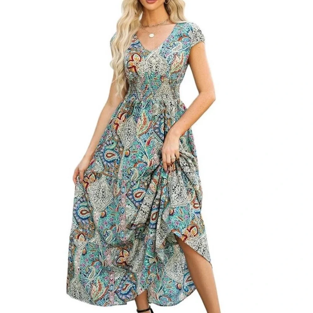 Cupshe Multicolor Paisley Maxi Dress NWT medium - Picture 1 of 7
